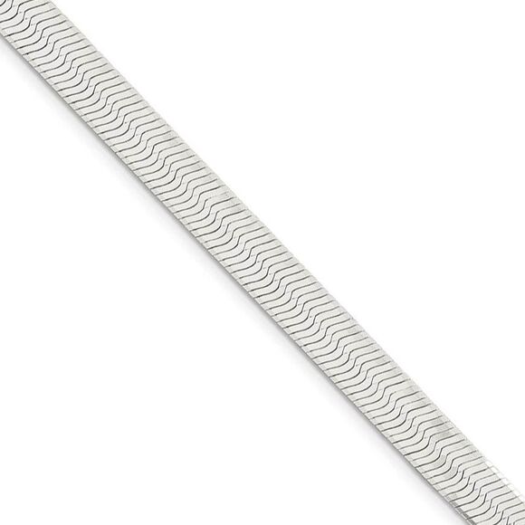 7mm, Sterling Silver Solid Herringbone Chain Necklace, 24 Inch - Picture 1 of 8